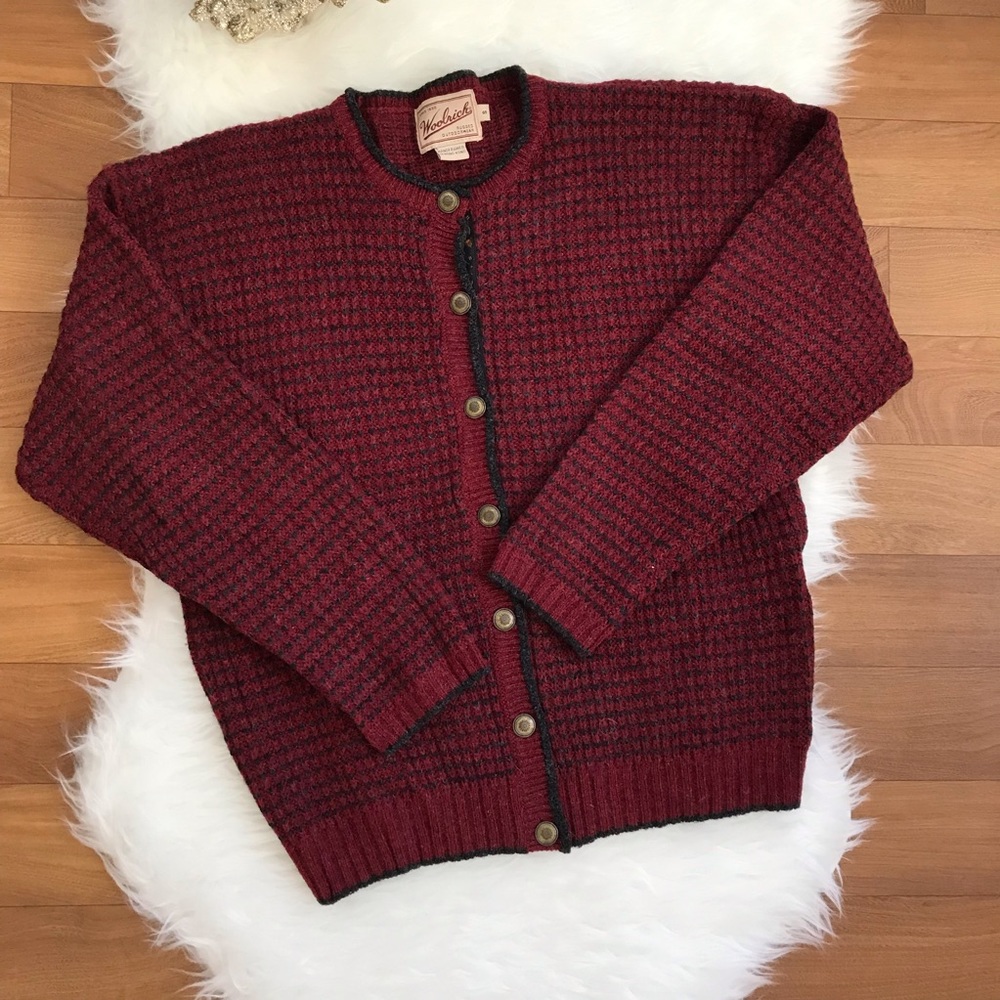 Woolrich 100% Wool Claret Cardigan